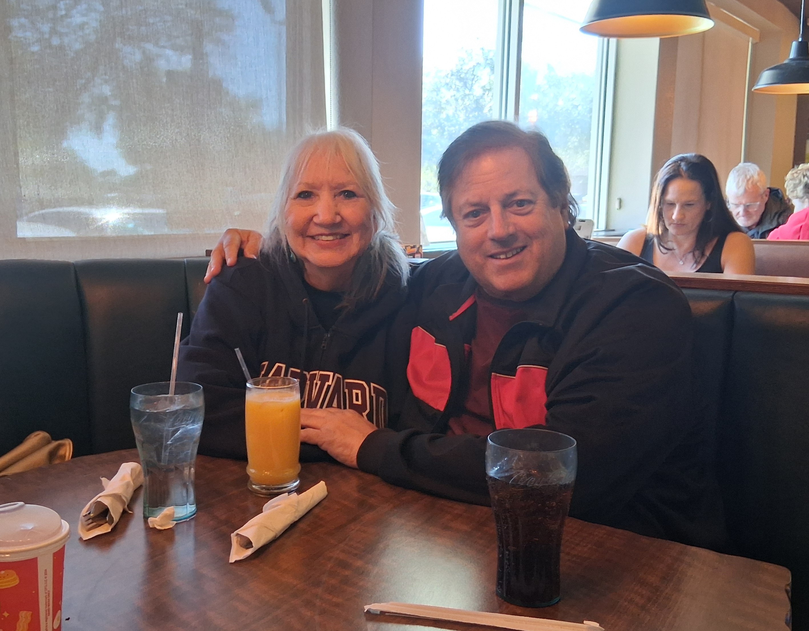 Cynthia tasting coffee