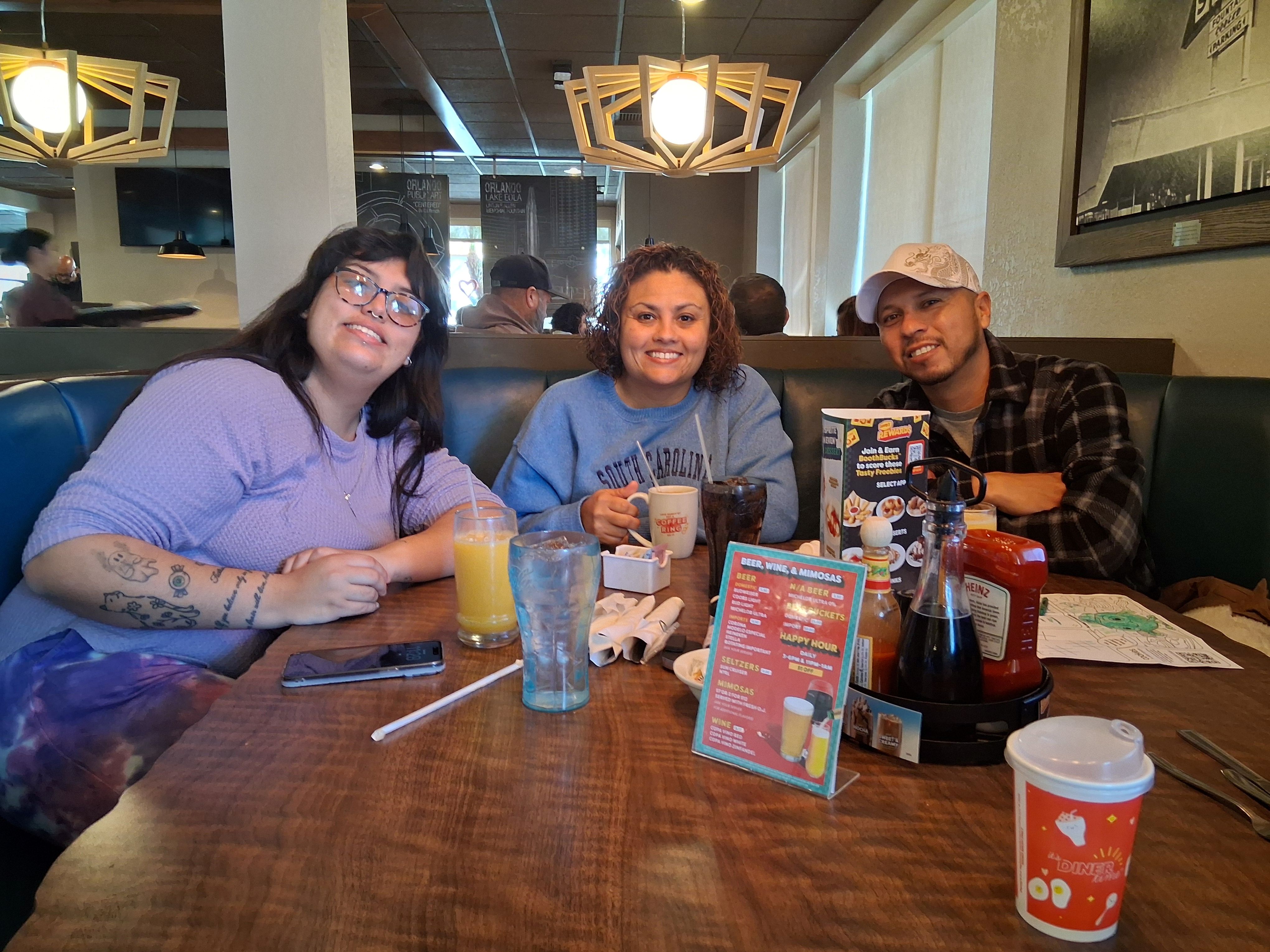 Cynthia tasting coffee