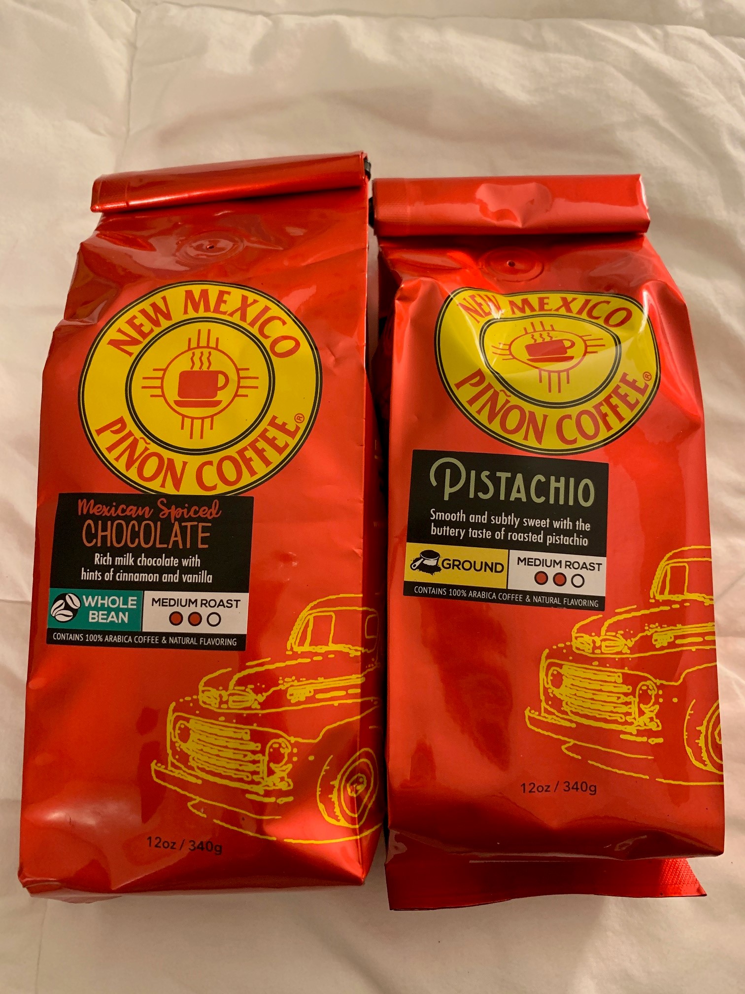 Red coffee bags